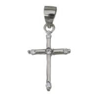 Sterling Silver Cross Pendants, 925 Sterling Silver, silver color plated, micro pave cubic zirconia Approx 3.5mm 