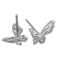 Sterling Silver Stud Earring, 925 Sterling Silver, Butterfly, for woman & hollow, silver color 0.5mm 
