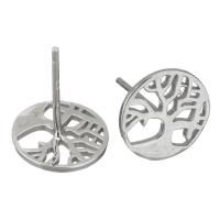 Sterling Silver Stud Earring, 925 Sterling Silver, Tree, for woman & hollow, silver color 0.5mm 