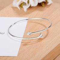 Brass Bangle, Flower Bud, thick silver plated, Adjustable & Korean style & for woman mm 