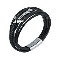 Microfiber PU Bracelet, with Titanium Steel, polished, fashion jewelry & Unisex, black mm 