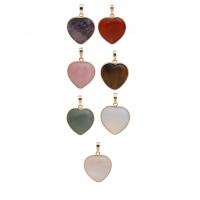 Gemstone Jewelry Pendant, Heart, gold color plated 26mm 