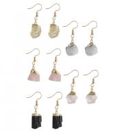 Gemstone Drop Earring, with Zinc Alloy, gold color plated & for woman 40mm 
