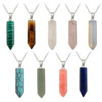 Gemstone Zinc Alloy Pendants, with Zinc Alloy, silver color plated 