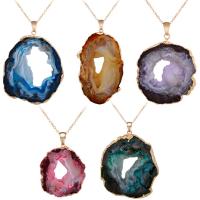 Natural Agate Druzy Pendant, with Zinc Alloy, gold color plated, druzy style 55mm 
