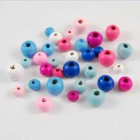 Holz Perle, rund, poliert, verschiedene Größen vorhanden, gemischte Farben, Bohrung:ca. 2.5-3.8mm, 200PCs/Tasche, 5Taschen/Menge, verkauft von Tasche