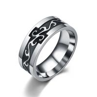 Titanium Steel Finger Ring & for man & enamel, black, 7mm 