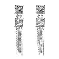 Zinc Alloy Tassel Earring, silver color plated, fashion jewelry & for woman 