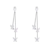 Cubic Zircon Brass Earring, Butterfly, Korean style & for woman & with cubic zirconia 