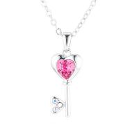 Zinc Alloy Necklace, with Austrian Crystal, Key, plated, Adjustable & Korean style & for woman .7 Inch 