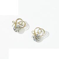Brass Stud Earring, with Cubic Zirconia, Heart, fashion jewelry & Korean style & for woman 