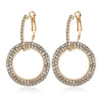 Zinc Alloy Huggie Hoop Drop Earring, plated, fashion jewelry & for woman & with rhinestone 