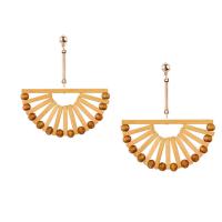 Zinc Alloy Drop Earring, with Wood, gold color plated, Bohemian style & for woman & hollow 