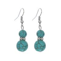 Turquoise Zinc Alloy Earring, with turquoise, plated, for woman & with rhinestone, 43*10mm 