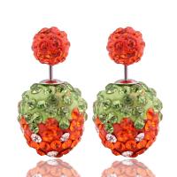 Zinc Alloy Double Faced Stud Earring, plated, fashion jewelry & for woman & with rhinestone 16mm,8mm 