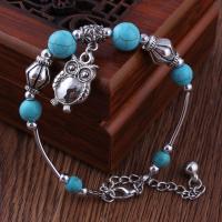 Zinc Alloy Turquoise Bracelets, with turquoise, with 5.5cm extender chain, plated, fashion jewelry & for woman .4 Inch 