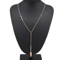 Turquoise Zinc Alloy Necklace, with turquoise, plated, fashion jewelry & for woman, golden 