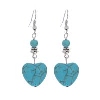 Turquoise Zinc Alloy Earring, with turquoise, plated, fashion jewelry & for woman, 55*20mm 