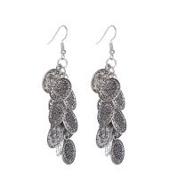 Zinc Alloy Drop Earring, plated, fashion jewelry & for woman, silver color, 76*11mm 