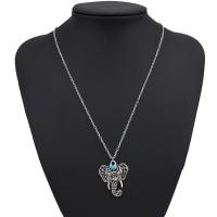 Zinc Alloy Necklace, Elephant, plated, fashion jewelry & for woman, silver color 
