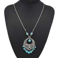 Turquoise Zinc Alloy Necklace, with turquoise, plated, fashion jewelry & for woman 