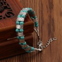 Zinc Alloy Turquoise Bracelets, with turquoise, plated, fashion jewelry & for woman, silver color 