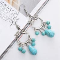 Turquoise Zinc Alloy Earring, with turquoise, plated, fashion jewelry & for woman, silver color 