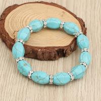 Zinc Alloy Turquoise Bracelets, with Zinc Alloy, plated, fashion jewelry & for woman & with rhinestone, silver color 