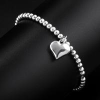 Bracelets En alliage de zinc, coeur, Placage, bijoux de mode & pour femme, argent, 14*14mm .2 pouce, Vendu par brin[
