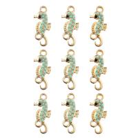 Animal Zinc Alloy Connector, Seahorse, plated, with rhinestone & 1/1 loop, golden, 25*11mm 
