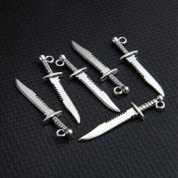 Zinc Alloy Jewelry Pendants, Knife, plated, DIY, silver color, 43*10mm 