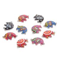 Animal Zinc Alloy Connector, Elephant, plated, DIY & enamel & 1/1 loop, Random Color, 29*16mm,26*16mm 