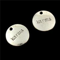 Zinc Alloy Flat Round Pendants, plated, DIY, silver color, 15*15mm 
