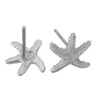 Sterling Silver Stud Earring, 925 Sterling Silver, Starfish, for woman, silver color 0.5mm 
