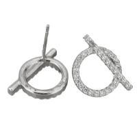 Sterling Silver Stud Earring, argent sterling 925, pavé de micro zircon & pour femme, argent 0.5mm, Vendu par paire