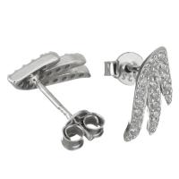 Sterling Silver Stud Earring, argent sterling 925, pavé de micro zircon & pour femme, argent Vendu par paire