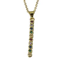 Cubic Zirconia Stainless Steel Necklace, with Brass, with 2Inch extender chain, gold color plated, oval chain & micro pave cubic zirconia & for woman 1.5mm Approx 17.5 Inch 