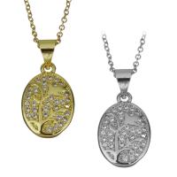 Cubic Zirconia Stainless Steel Necklace, with Brass, with 2Inch extender chain, plated, oval chain & micro pave cubic zirconia & for woman 1.25mm Approx 17.5 Inch 