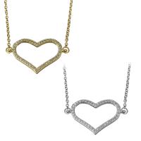 Cubic Zirconia Stainless Steel Necklace, with Brass, with 1.5Inch extender chain, Heart, plated, oval chain & micro pave cubic zirconia & for woman 1.5mm Approx 18.5 Inch 