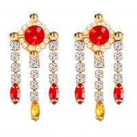 Zinc Alloy Drop Earring, with Plastic Pearl, plated, with plastic earnut & for woman & with rhinestone 