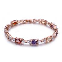 Cubic Zirconia Brass Bracelets, rose gold color plated, fashion jewelry & for woman & with cubic zirconia, 6mm 