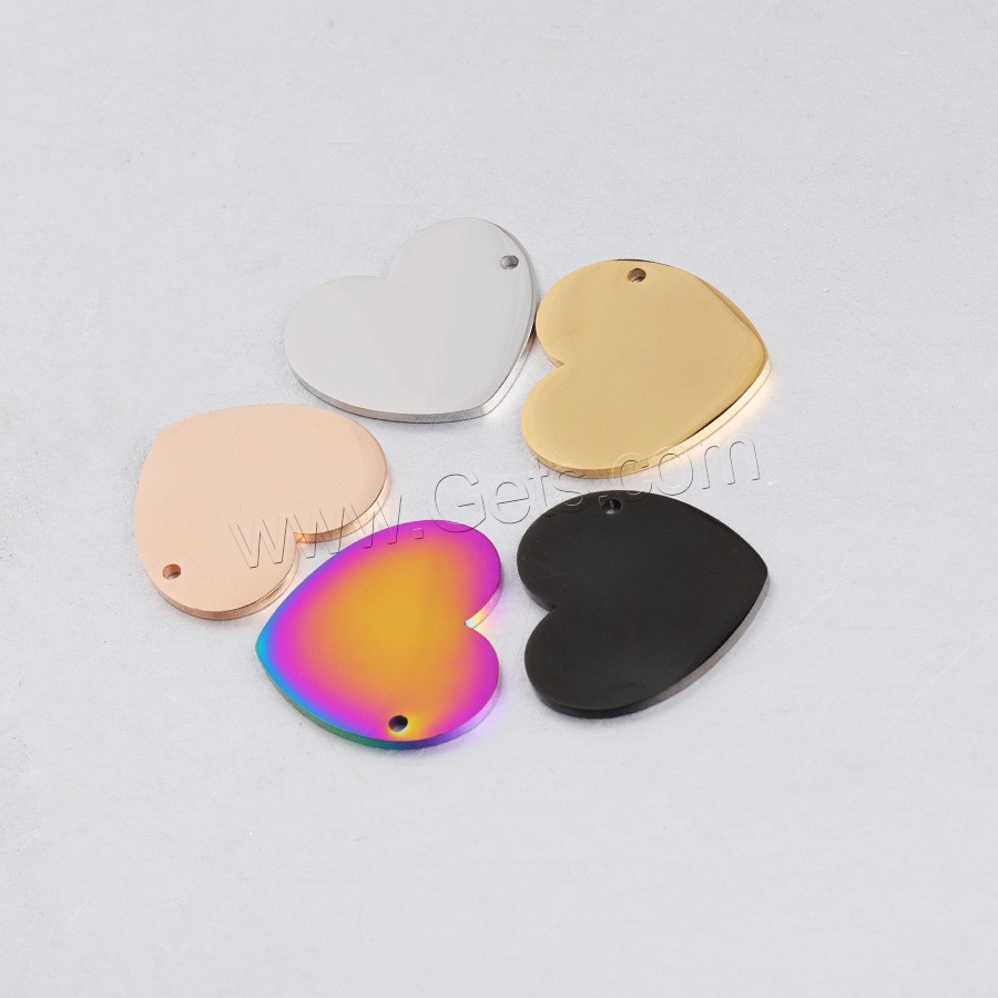Stainless Steel Heart Pendants, polished, different size for choice, more colors for choice, Hole:Approx 1.5-1.8mm, 20PCs/Bag, Sold By Bag