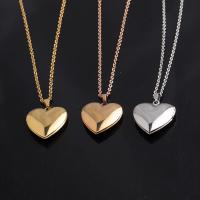 Stainless Steel Locket Necklace, Heart, Unisex & oval chain Approx 17.72 Inch 