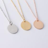 Stainless Steel Jewelry Necklace, Flat Round, polished, Unisex & oval chain 16mm Approx 17.72 Inch 