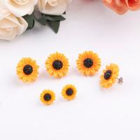 Resin Stud Earring, with Stainless Steel, Flower & for woman 