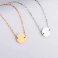 Stainless Steel Jewelry Necklace, Flat Round, Unisex & oval chain 15mm Approx 17.72 Inch 