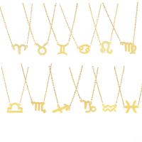 Collar de Acero Inoxidable, 12 Signos del Zodíaco, cadena oval & diferentes estilos para la opción & para mujer, dorado, 17mm, longitud:aproximado 17.72 Inch, Vendido por Sarta