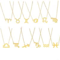 Stainless Steel Jewelry Necklace, 12 Signs of the Zodiac, oval chain & for woman, golden, 17mm Approx 17.72 Inch 