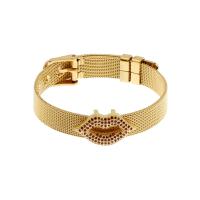 Cubic Zirconia Micro Pave Brass Bracelet, Lip, gold color plated, Unisex & micro pave cubic zirconia Approx 7.5 Inch 