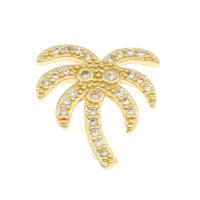 Brass Slide Charm, Palm Tree, gold color plated, micro pave cubic zirconia Approx 